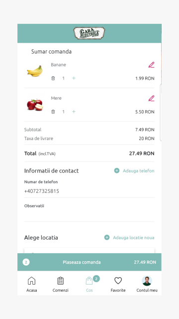Non-Stop Podgoria Arad - Mobile App for ordering foodstuffs from the Supermarket